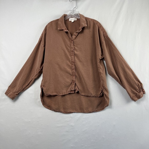 cloth & stone Tops - Cloth & Stone Button Shirt Womens Medium Tencel Tunic Long Sleeves Brown